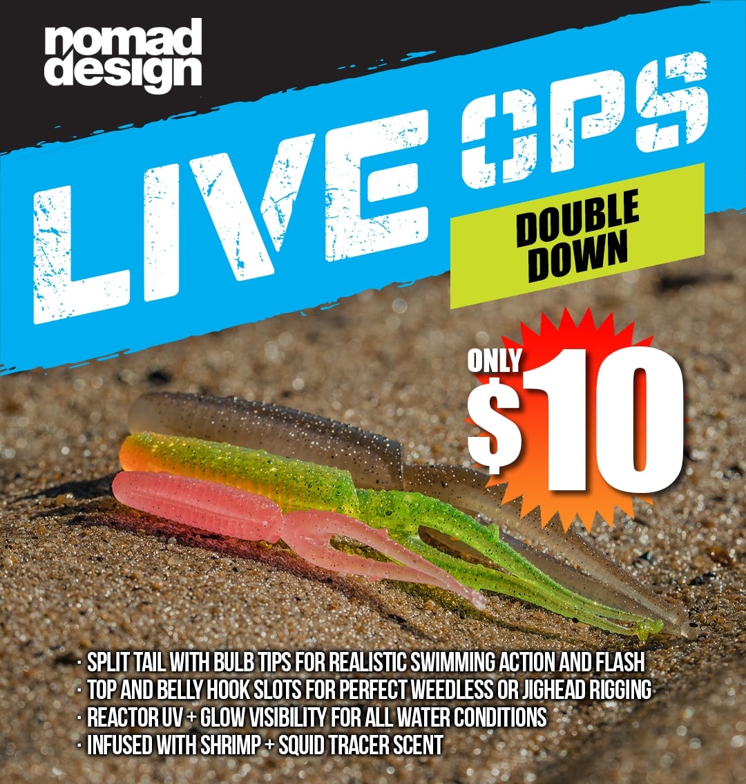 NOMAD DESIGN LIVE OPS DOUBLE DOWN LURE only $10
