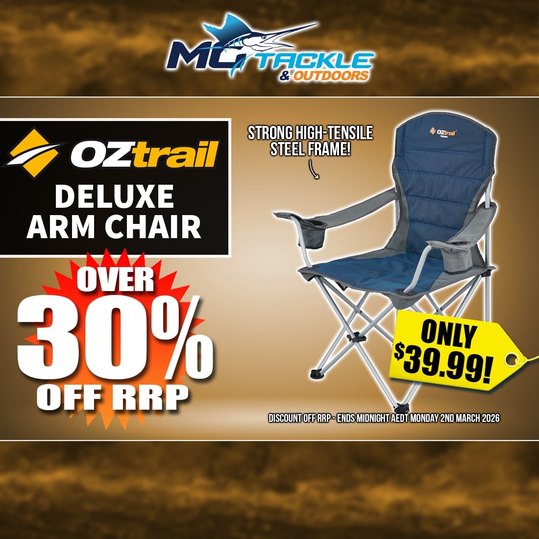 Over 30% off Oztrail Deluxe Arm Chair
