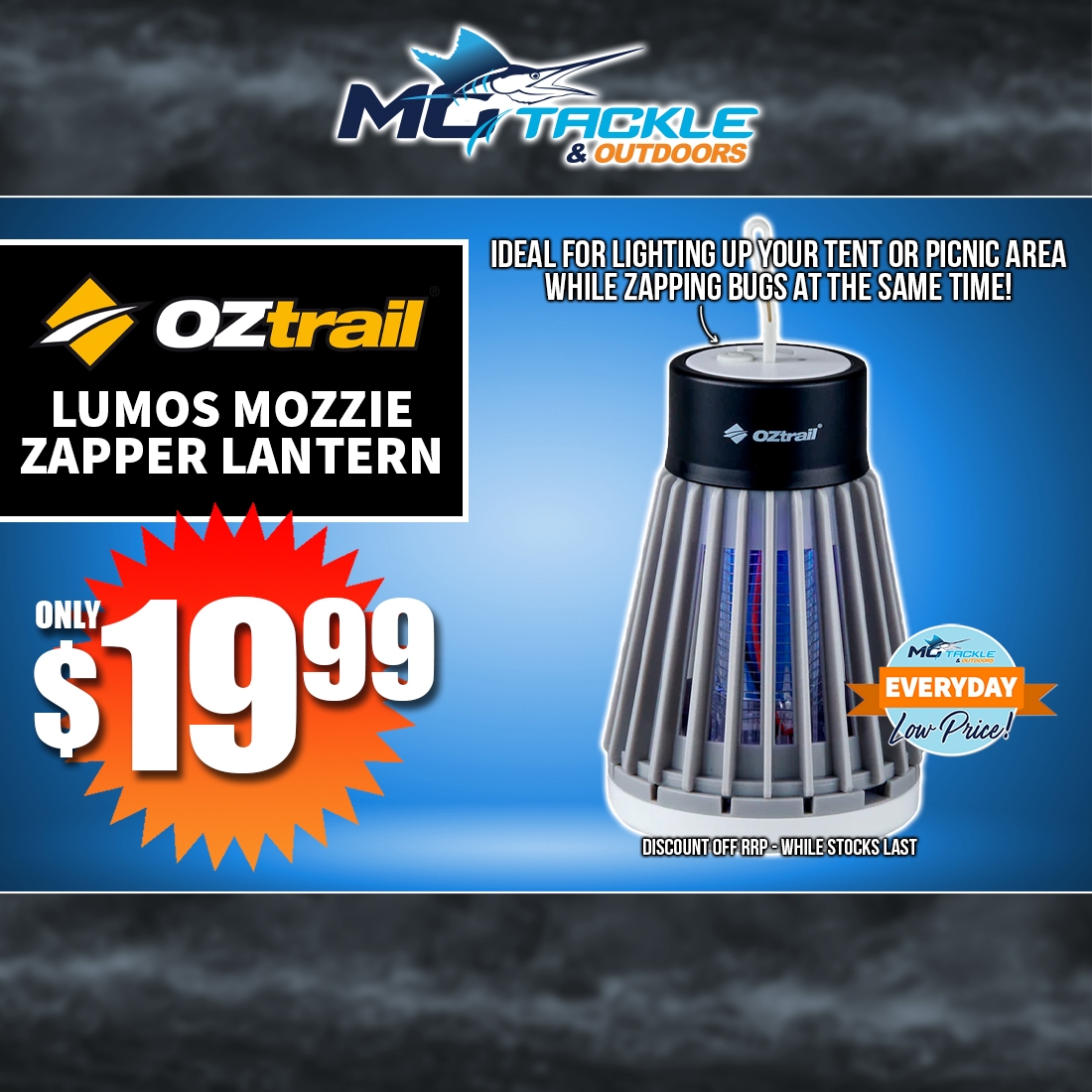 OZTRAIL LUMOS MOZZIE ZAPPER LITE LANTERN only $19.99