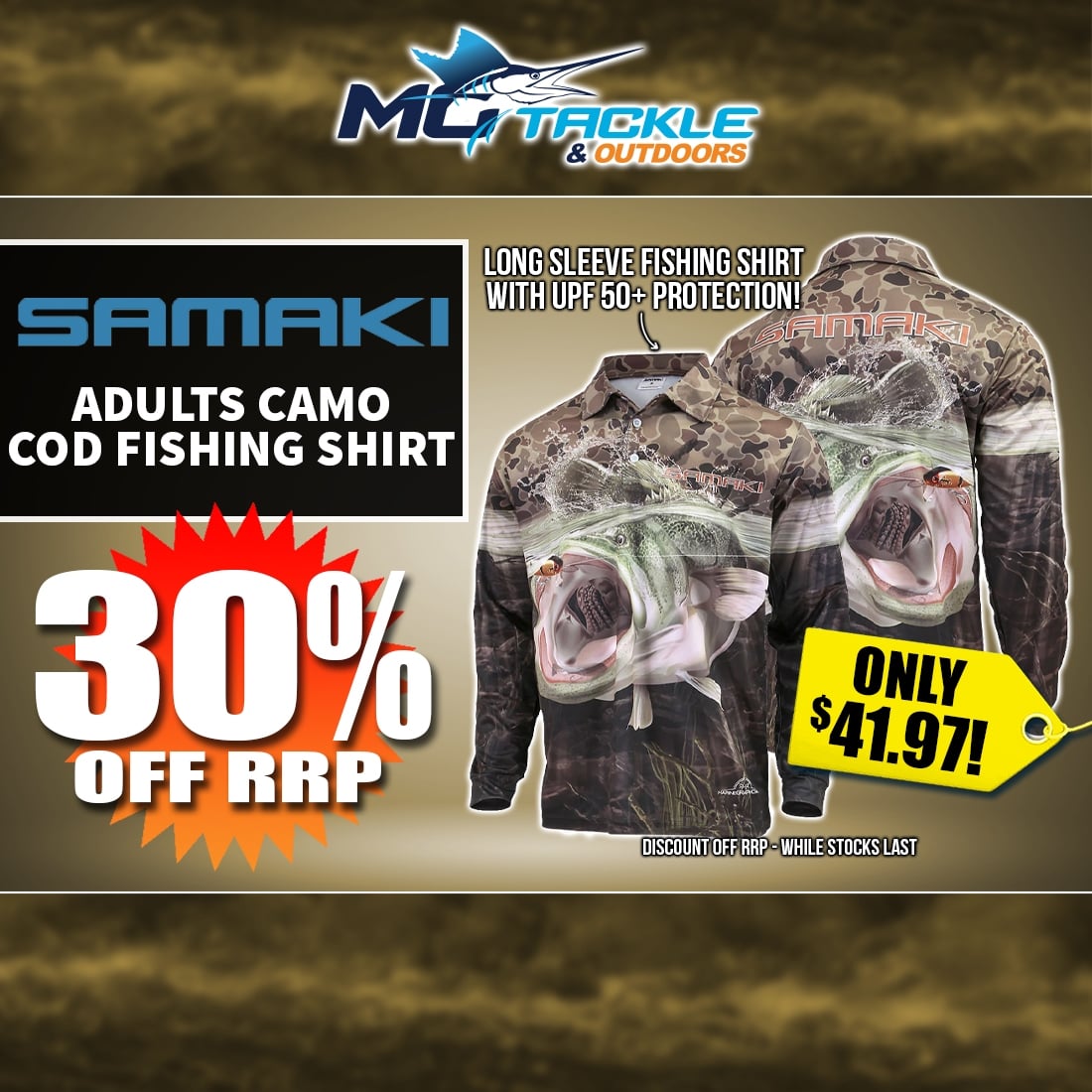 30% off Samaki Camo Cod Fishing Shirt