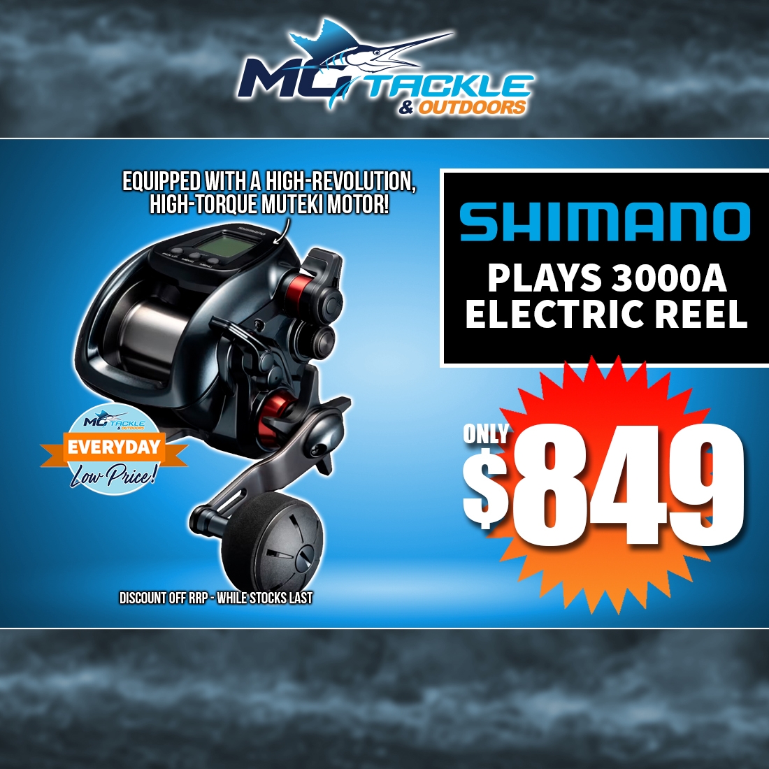 SHIMANO PLAYS 3000A ELECTRIC REEL only $849