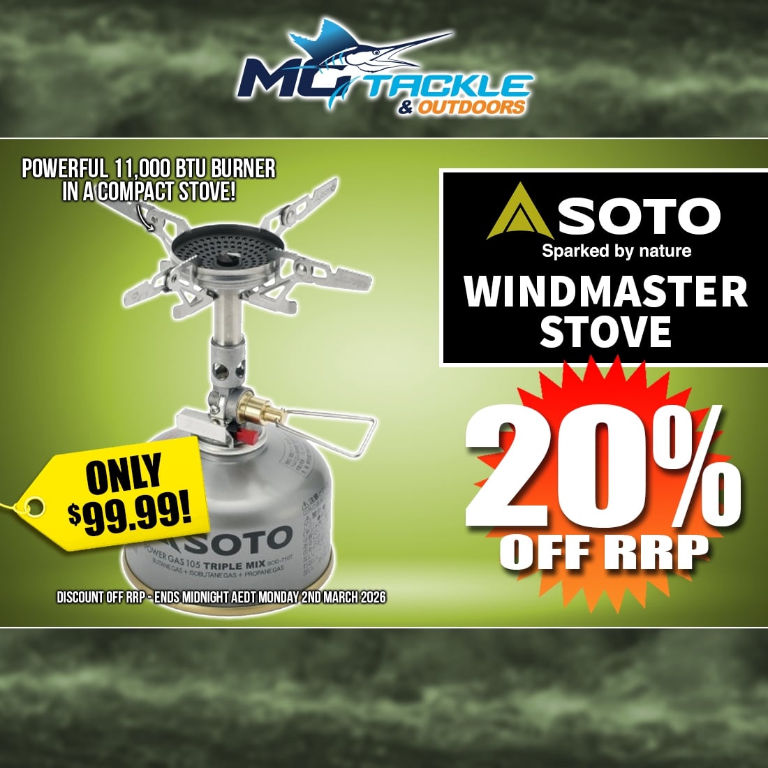 20% off Soto Windmaster Stove