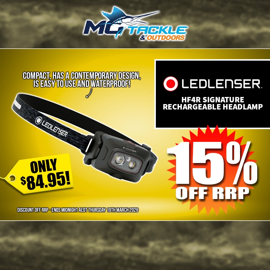 15% off LED LENSER HF4R SIGNATURE RECHARGEABLE HEADLAMP
