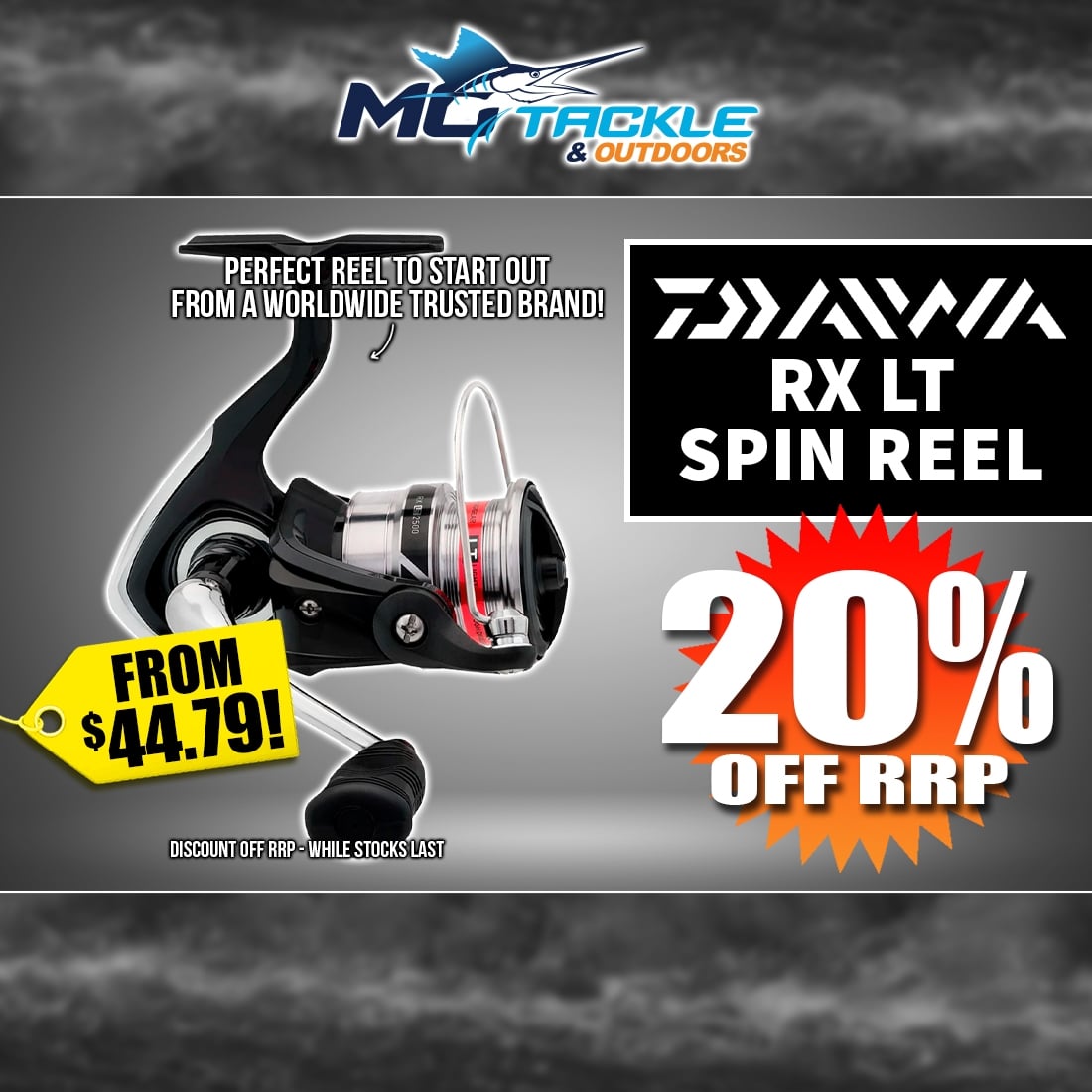 20% off DAIWA 20 RX LT SPIN REEL