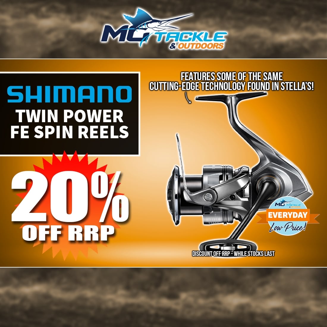 20% off SHIMANO TWIN POWER FE SPIN REEL