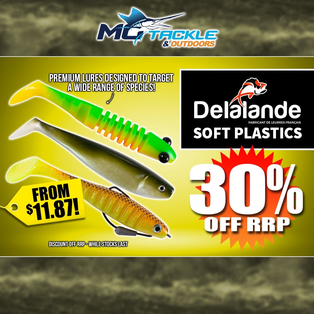 30% off Delalande Soft Plastics