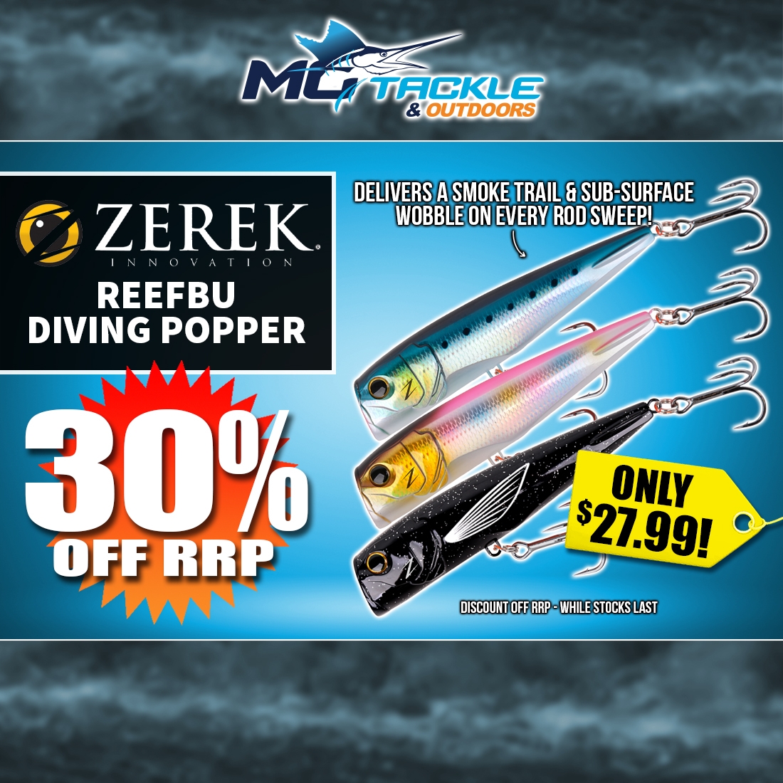 30% off ZEREK REEFBU DIVING POPPER