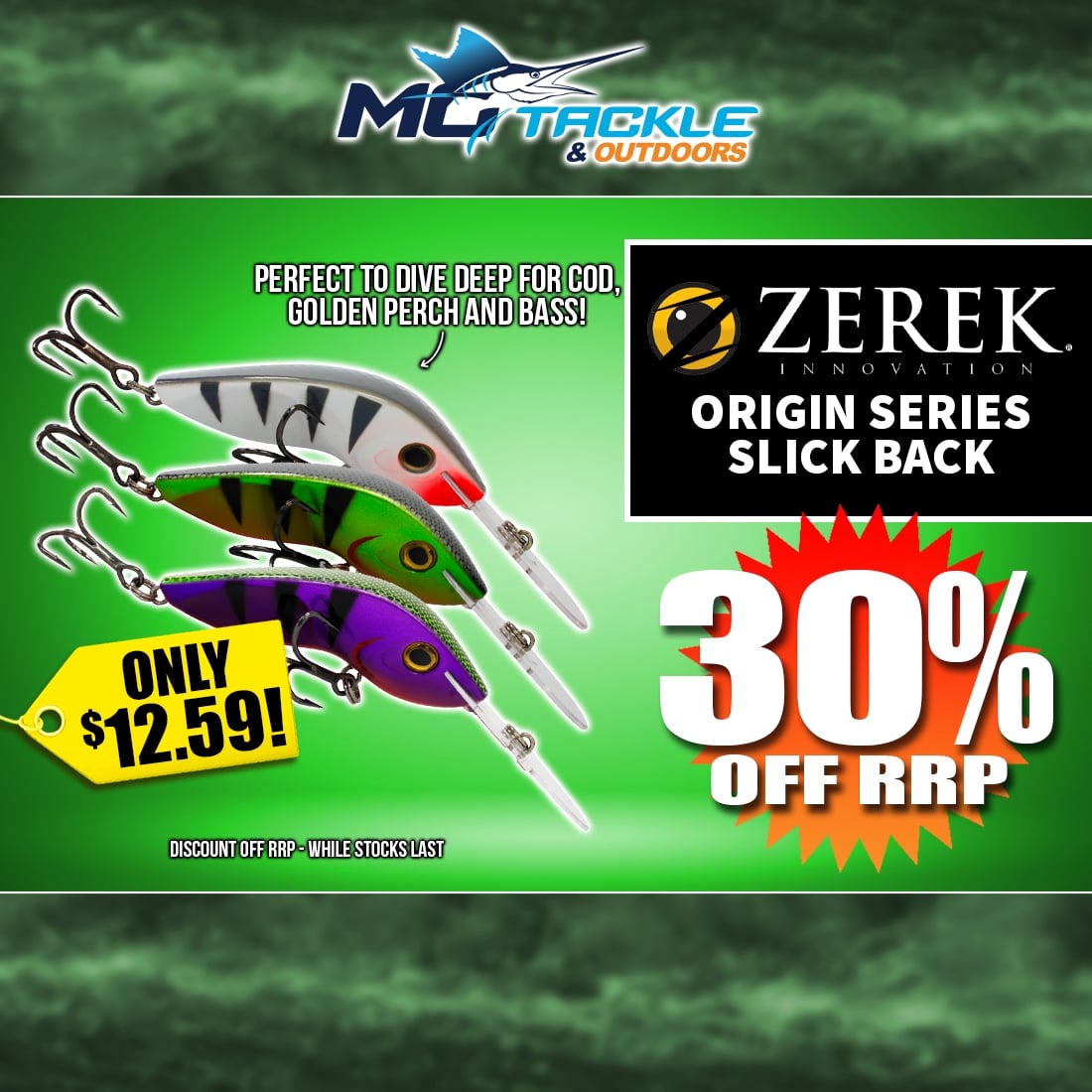 30% off ZEREK ORIGIN SERIES SLICK BACK LURE
