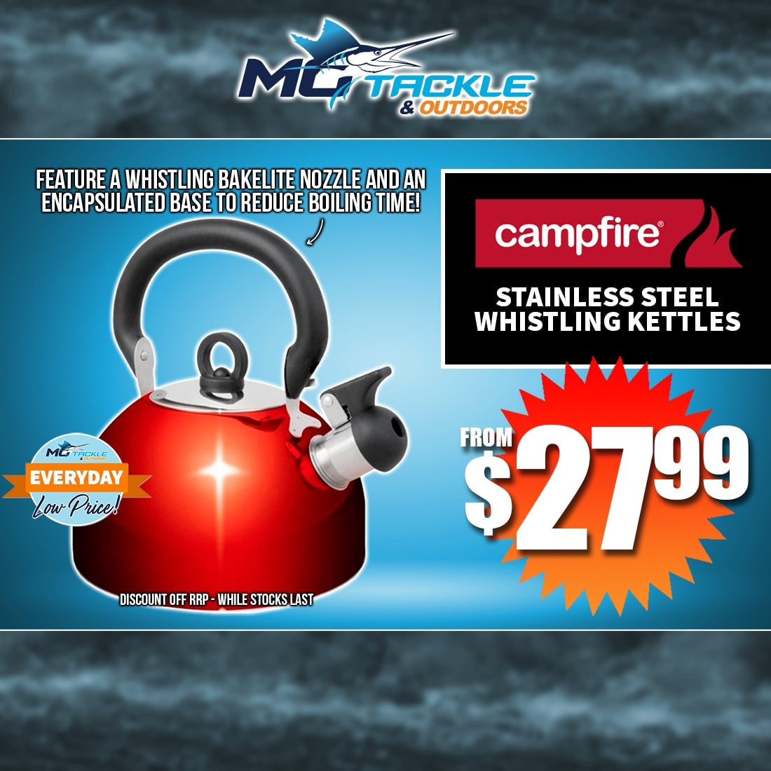 CAMPFIRE WHISTLING KETTLE only $27.99