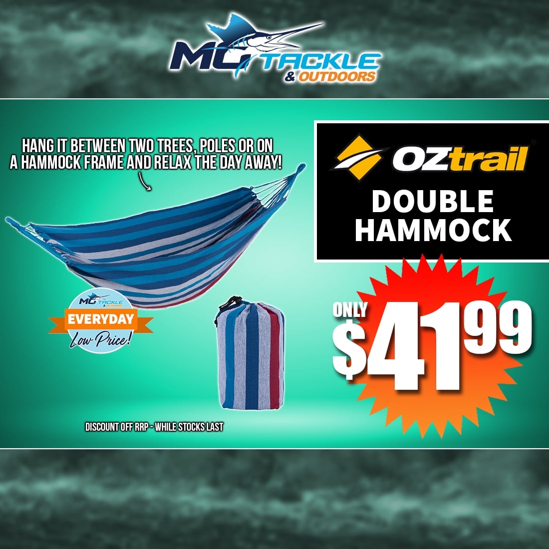 OZTRAIL ANYWHERE HAMMOCK only $41.99