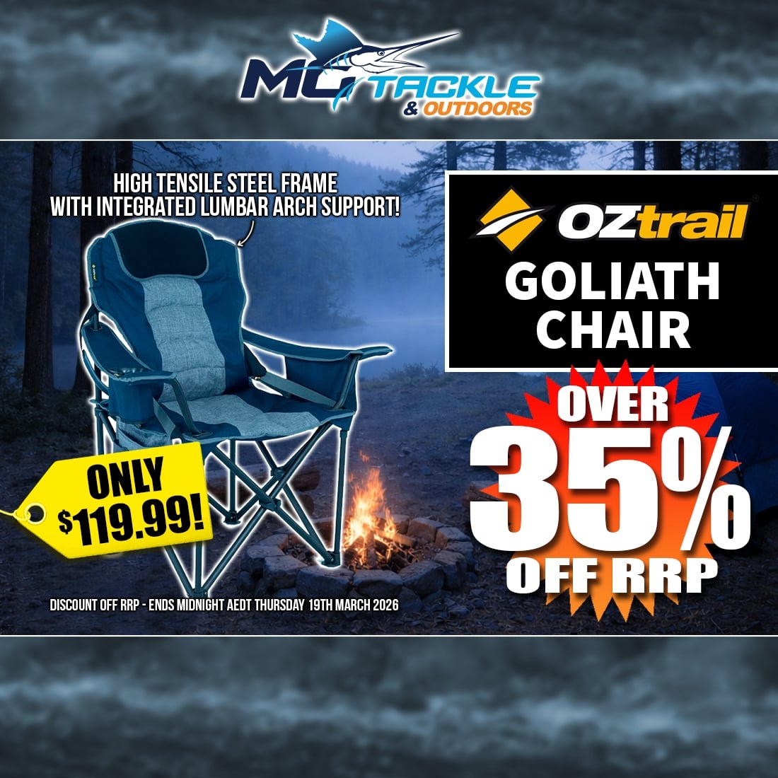 OZTRAIL GOLIATH ARM CHAIR only $119.99