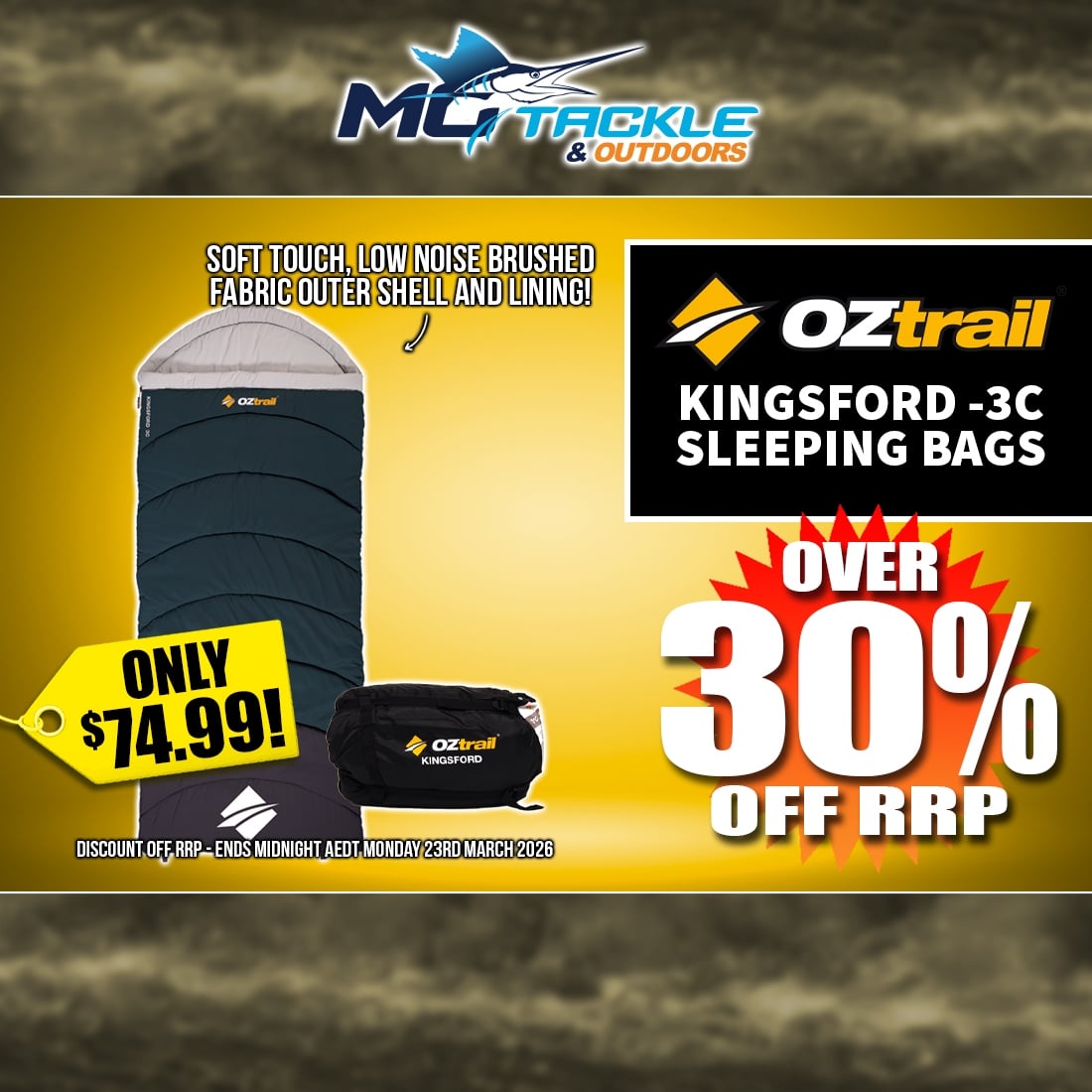 OZTRAIL KINGSFORD -3C SLEEPING BAG only $74.99