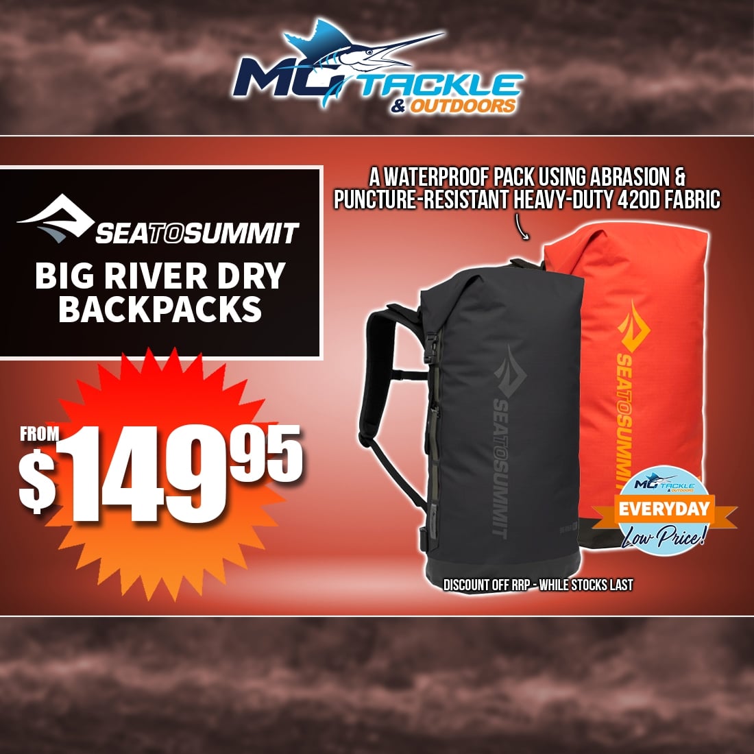 SEA TO SUMMIT BIG RIVER DRY BACKPACK from $149.95