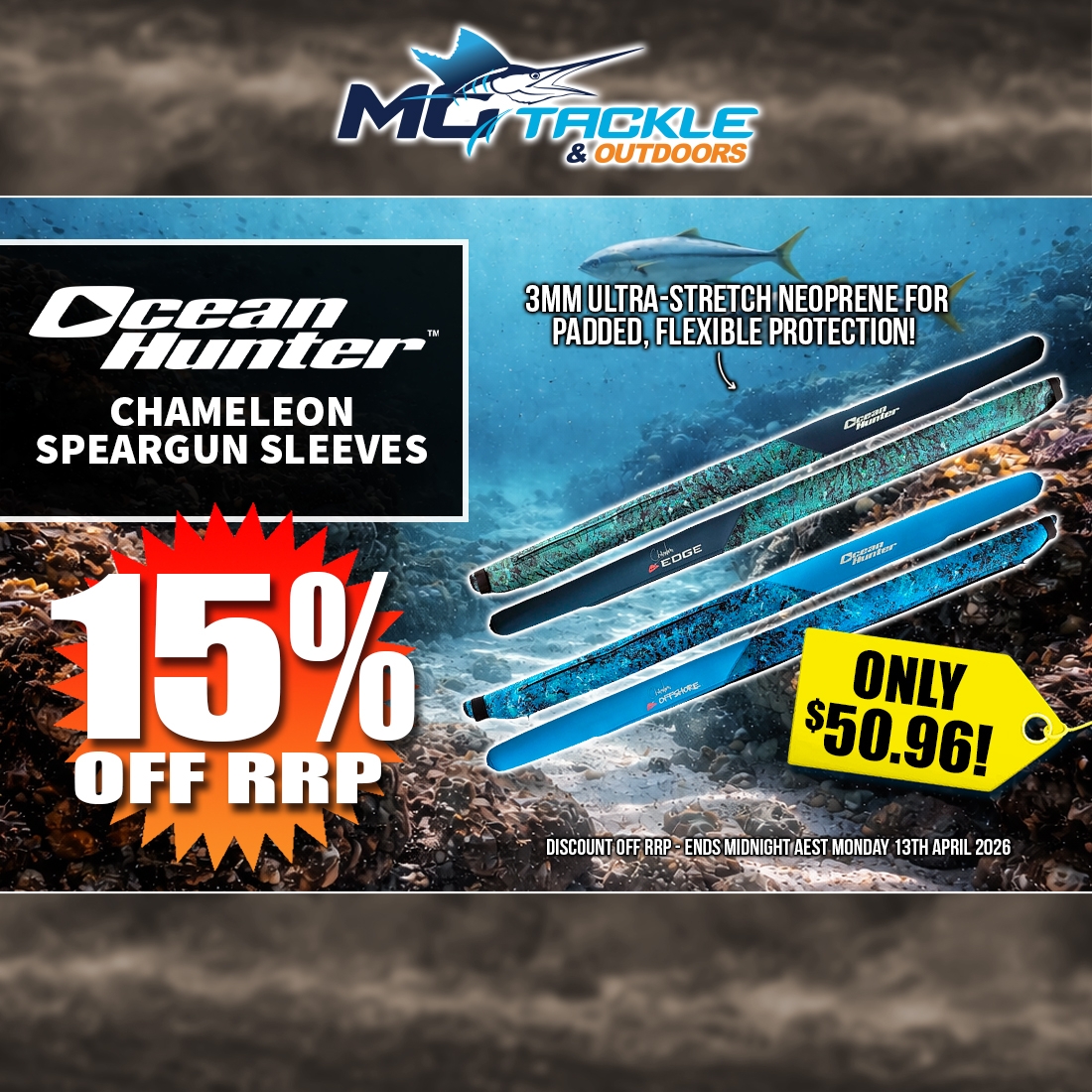 15% off OCEAN HUNTER CHAMELEON SPEARGUN SLEEVE