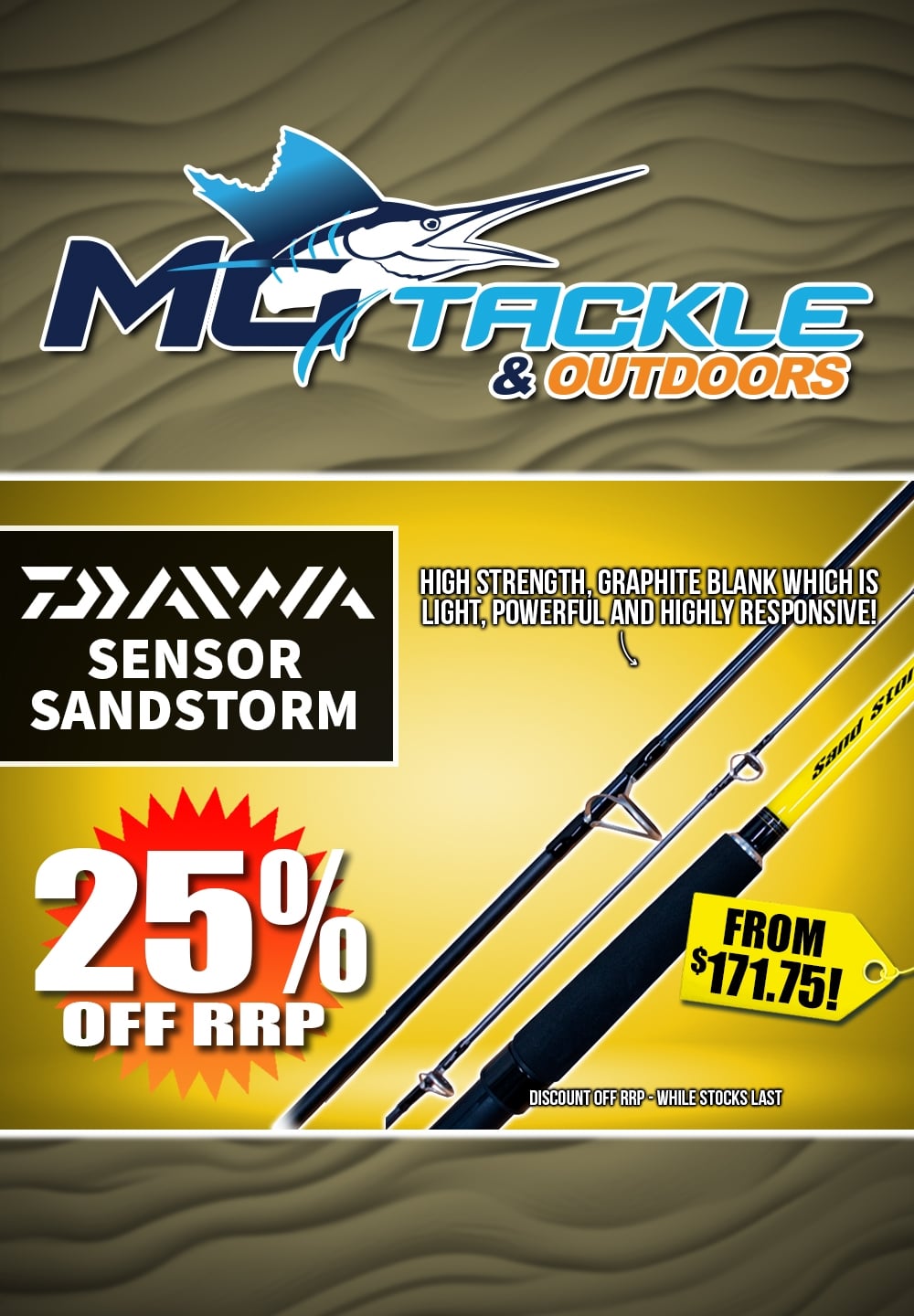 25% off DAIWA 21 SENSOR SANDSTORM SPIN ROD