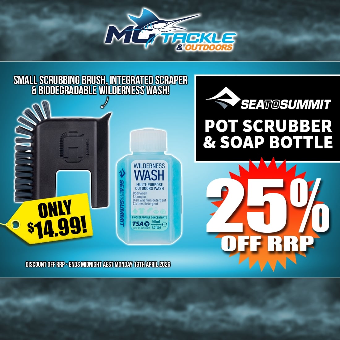 25% off SEA TO SUMMIT CAMP KITCHEN POT SCRUBBER & SOAP BOTTLE