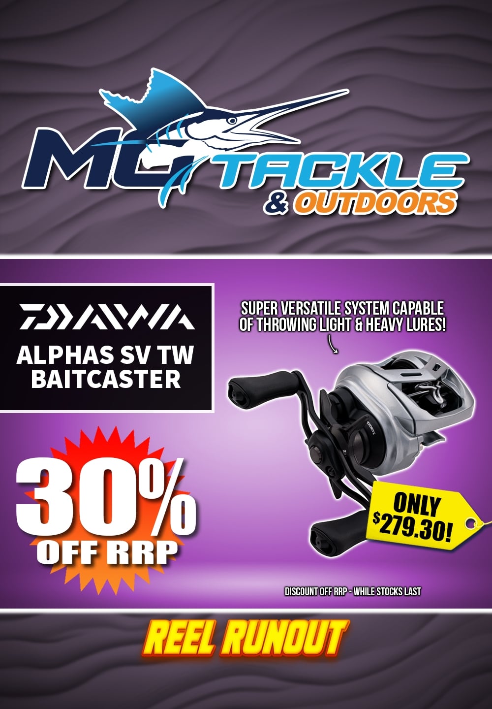 30% off DAIWA 21 ALPHAS SV TW BAITCAST REEL