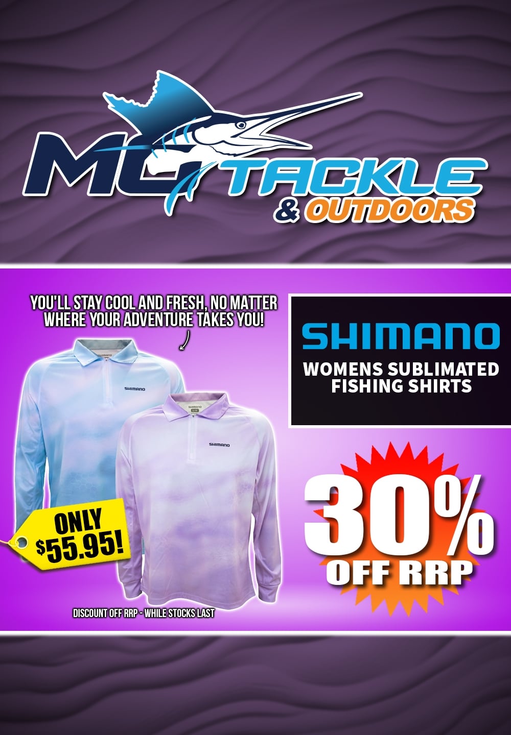 30% off SHIMANO WOMENS SUBLIMATED FISHING SHIRT