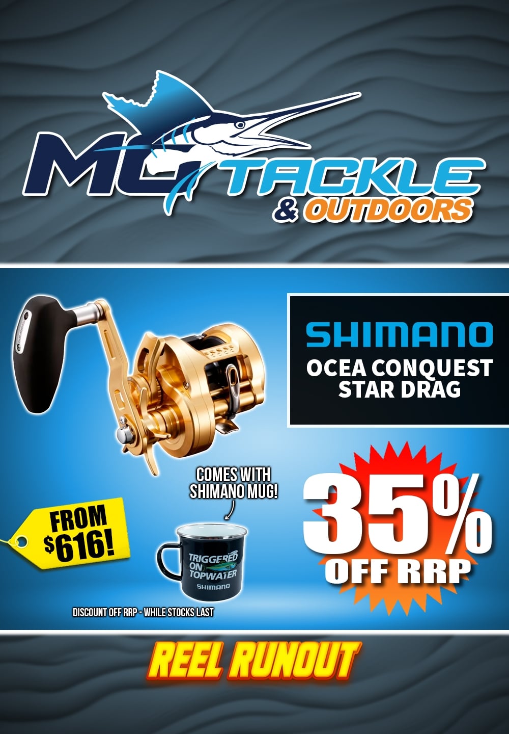 35% off SHIMANO OCEA CONQUEST STAR DRAG OVERHEAD REEL