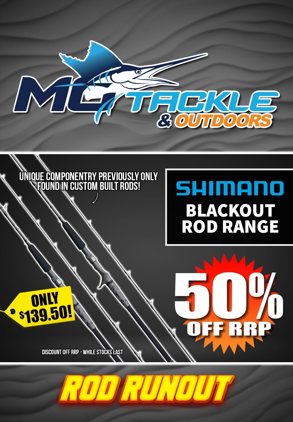 50% off SHIMANO BLACKOUT ROD