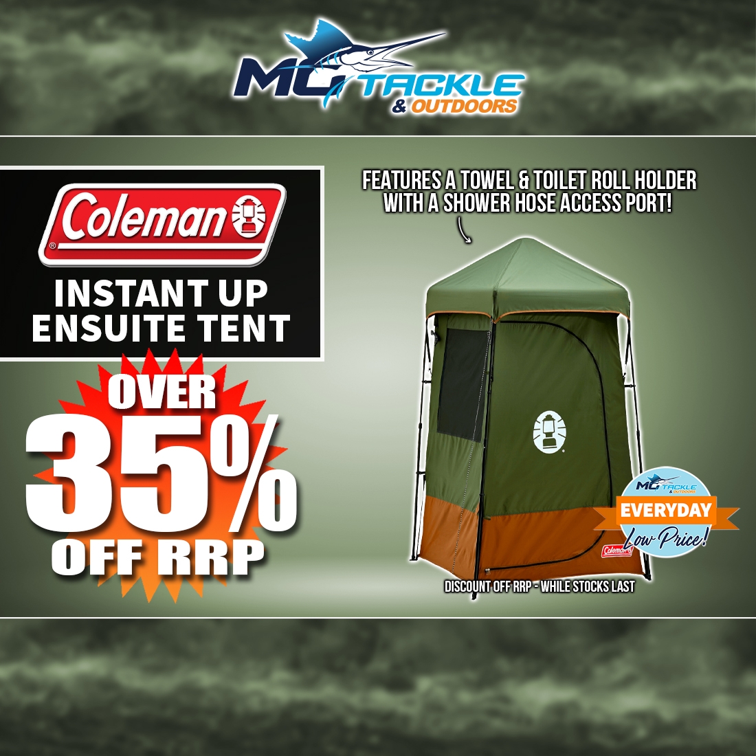 COLEMAN SINGLE INSTANT UP ENSUITE TENT only $159.90