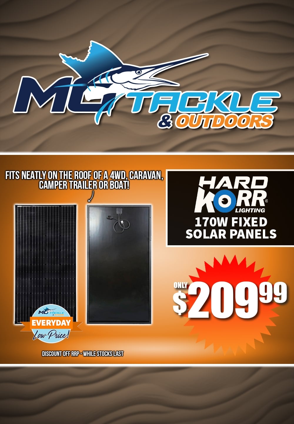 HARDKORR 170W FIXED SOLAR PANEL only $209.99