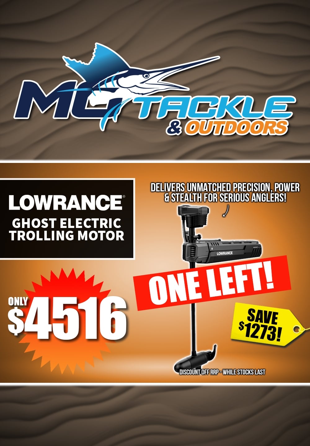 LOWRANCE GHOST ELECTRIC TROLLING MOTOR only $4516
