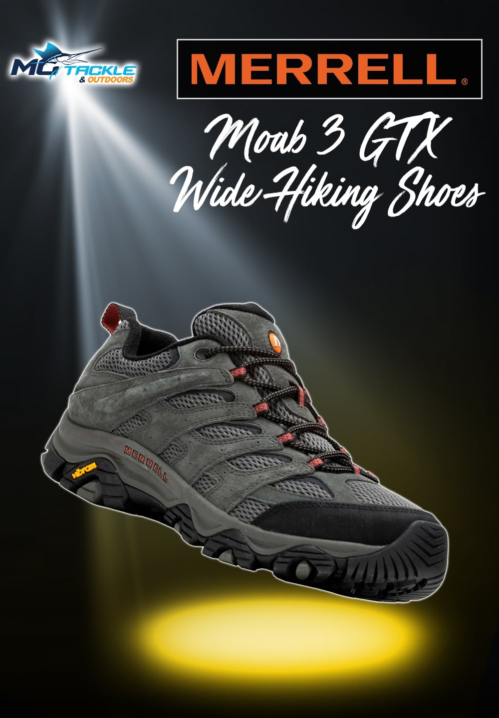 New - MERRELL MENS MOAB 3 GTX WIDE HIKING SHOES