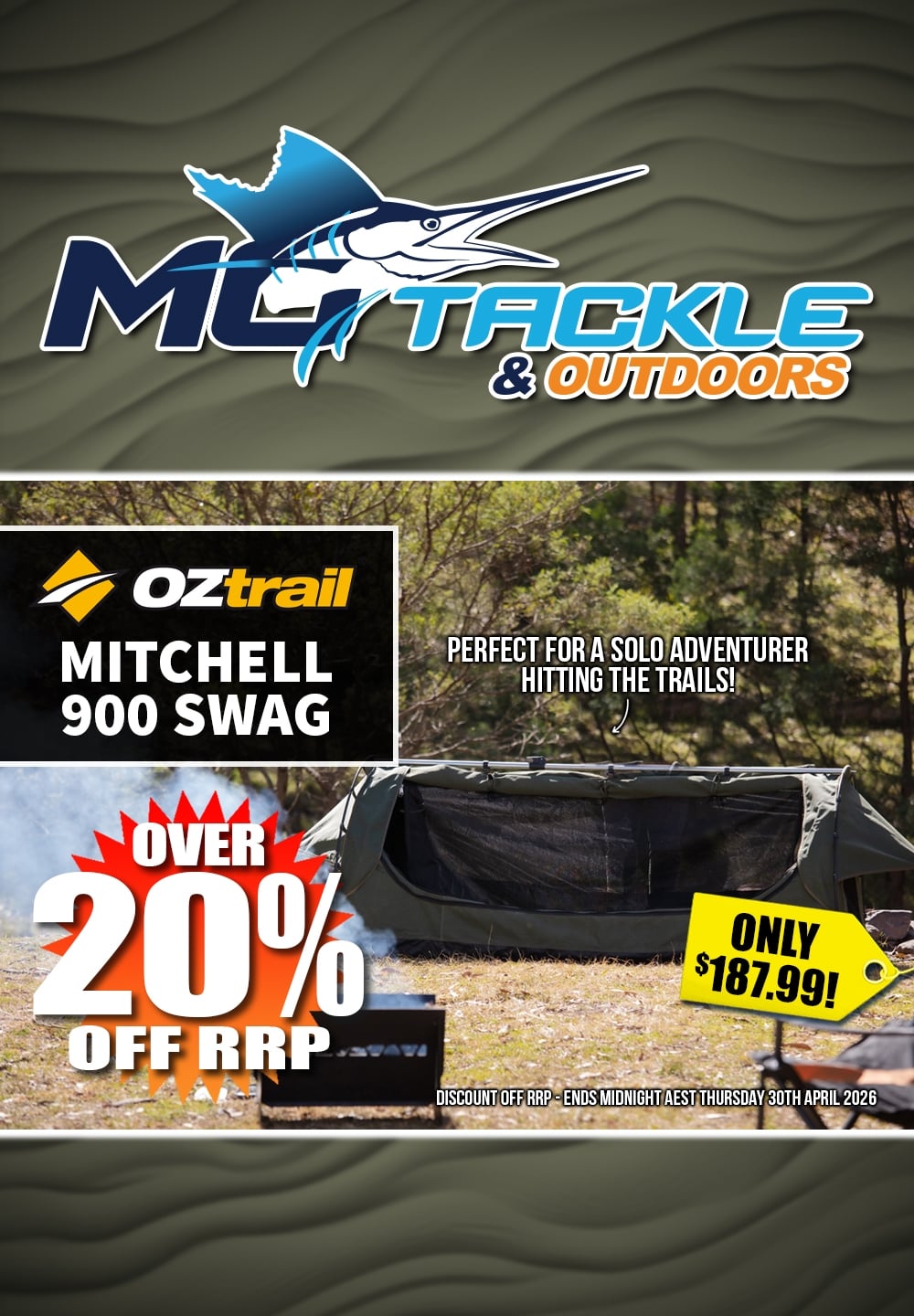 OZTRAIL MITCHELL 900 SWAG only $187.99