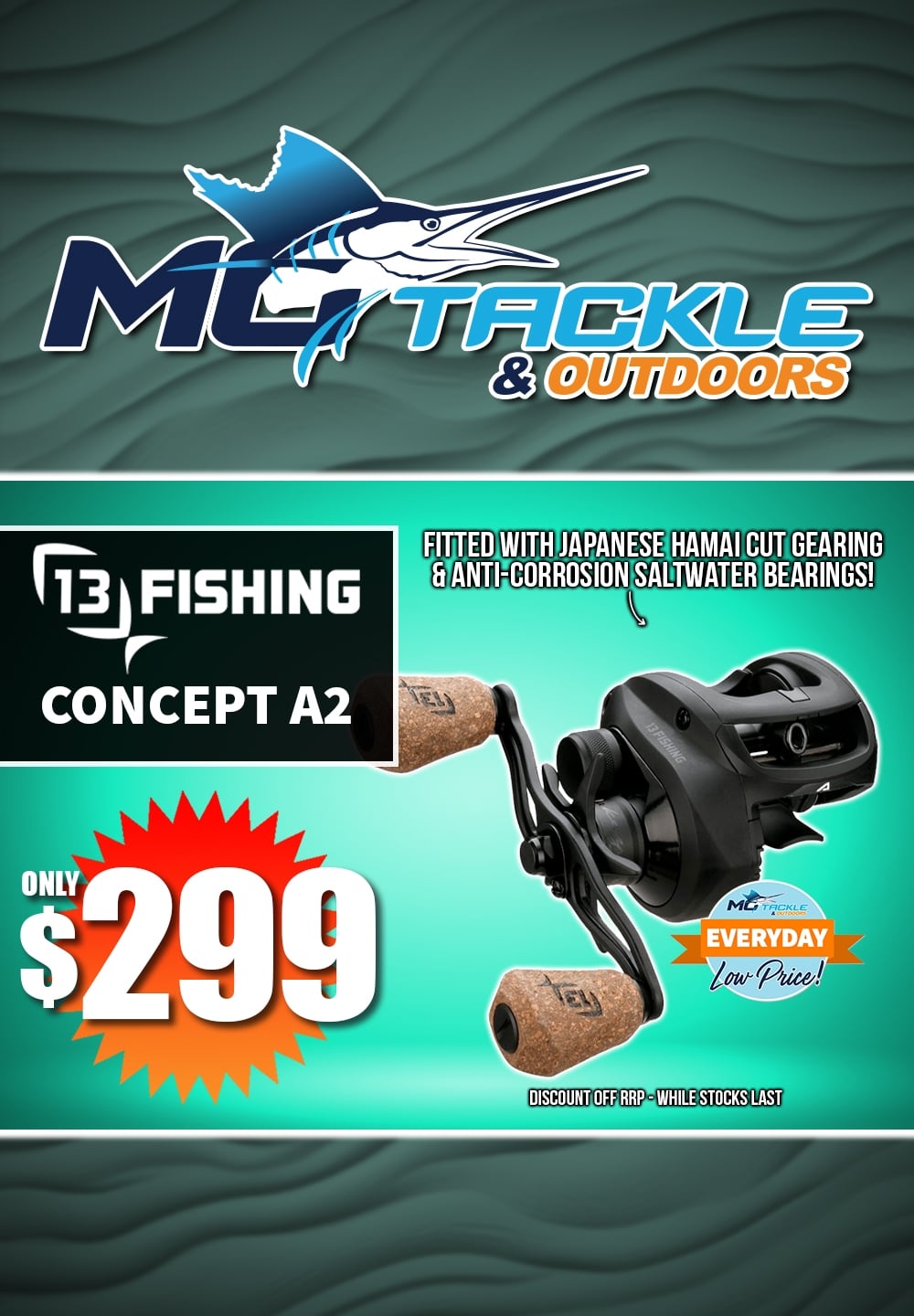 13 CONCEPT A2 BAITCAST REEL only $299