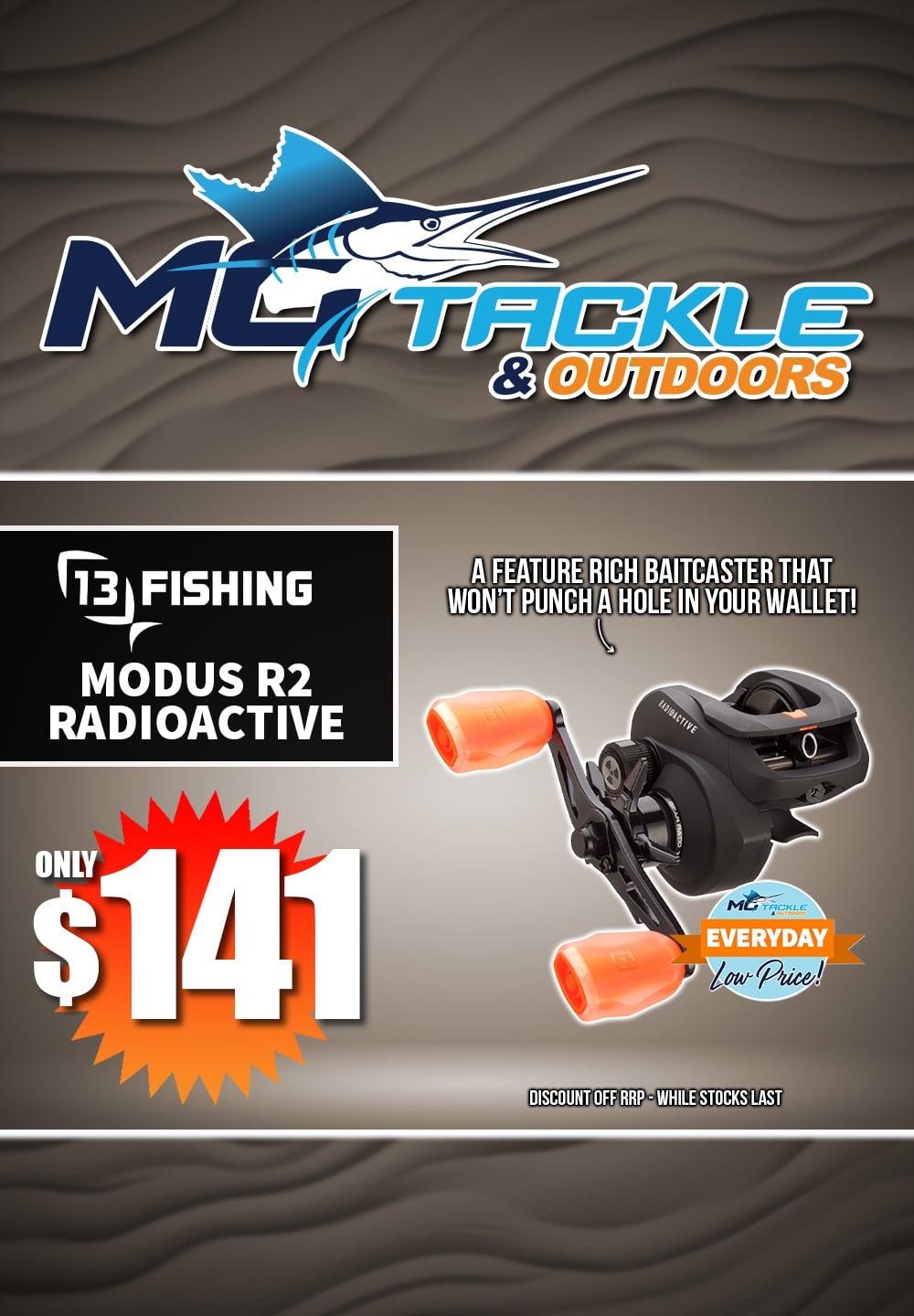 13 FISHING MODUS R2 RADIOACTIVE BAITCAST REEL only $141