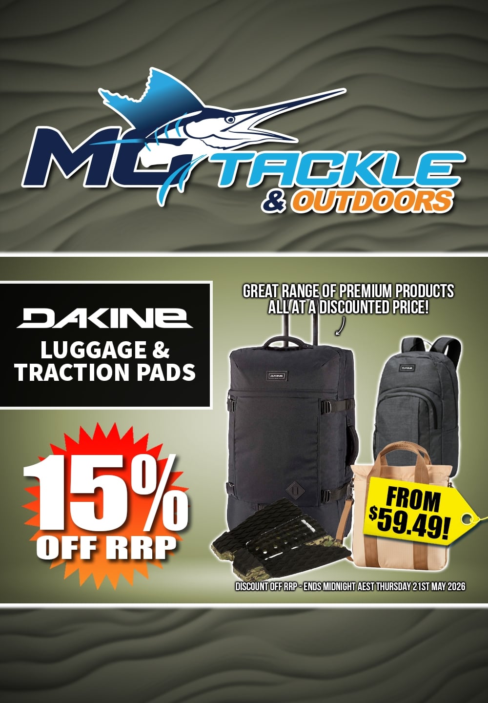 15% off Dakine Luggage & Traction Pads