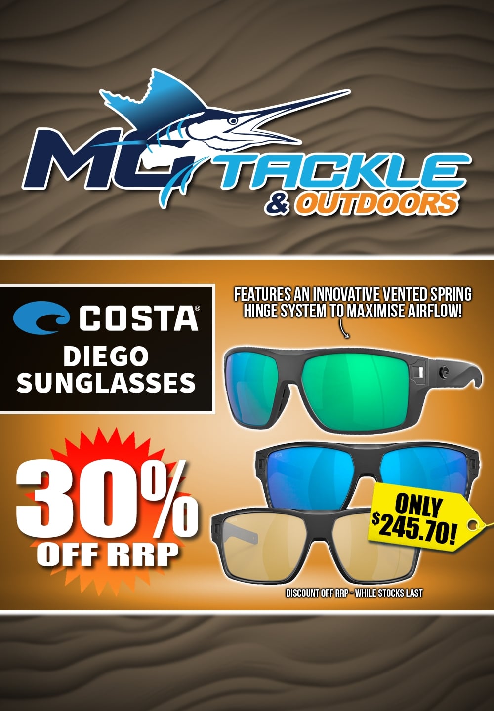 30% off COSTA DIEGO SUNGLASSES