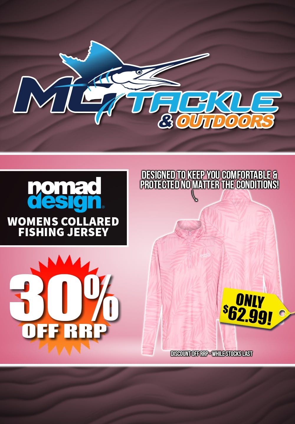 30% off NOMAD DESIGN WOMENS COLLARED FISHING JERSEY