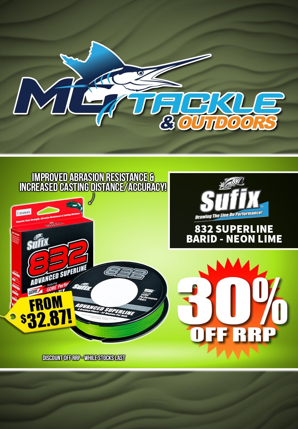 30% off Sufix 832 Advanced Superline - Neon Green