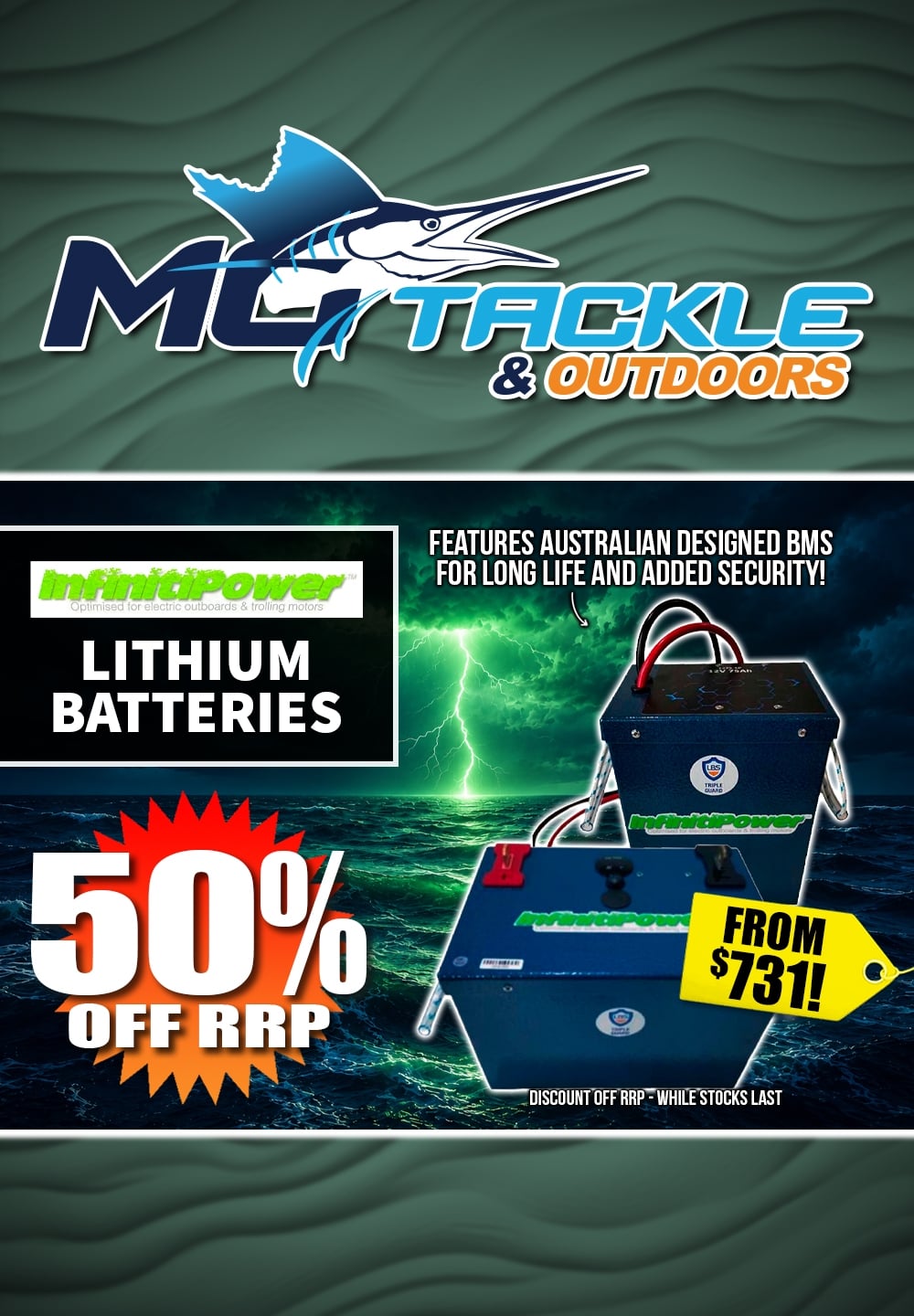 50% off Infinitipower Lithium Batteries