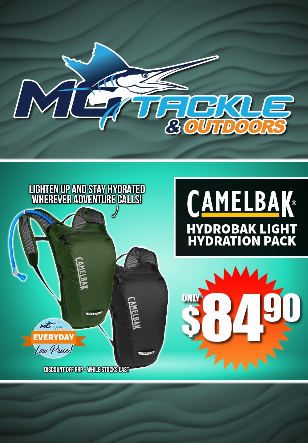 CAMELBAK HYDROBAK LIGHT HYDRATION PACK only $84.90