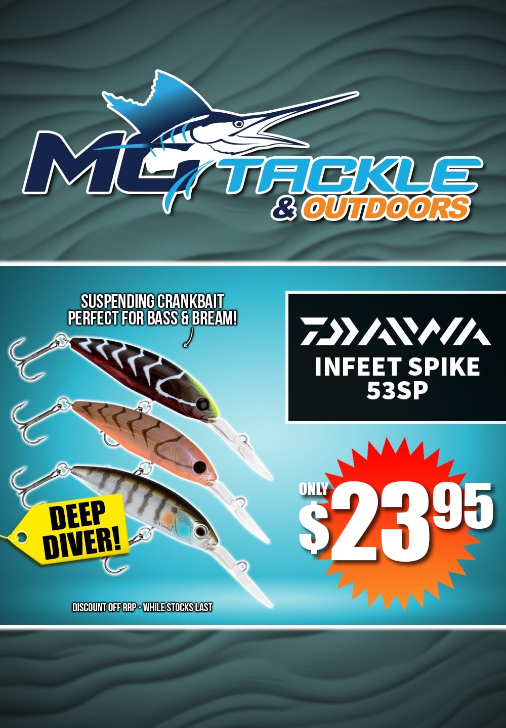 30% off DAIWA INFEET SPIKE 53SP LURE