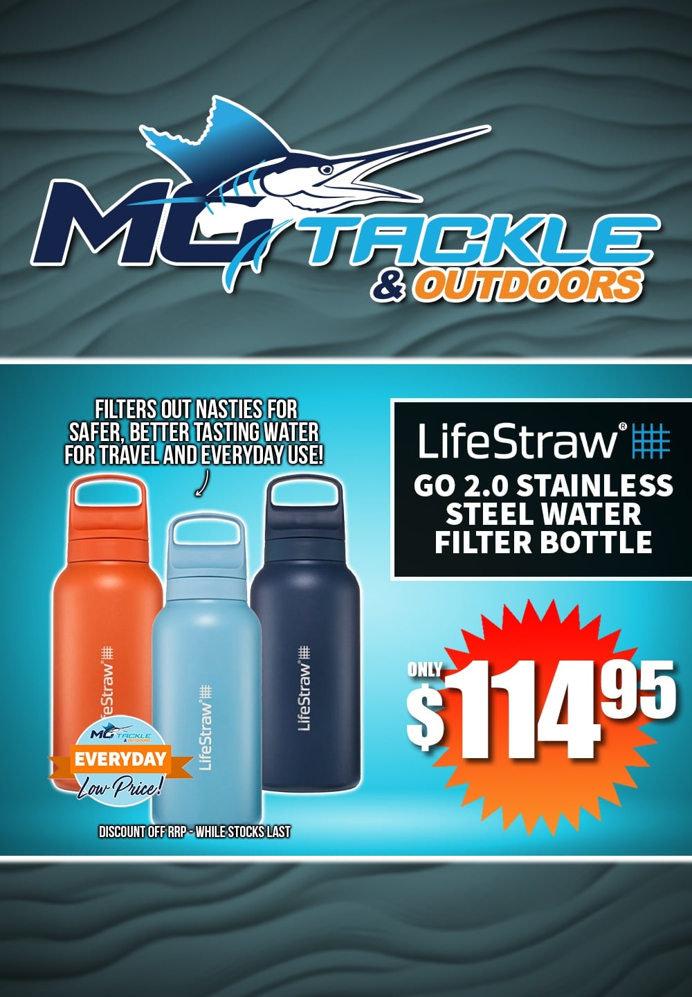 LIFESTRAW GO 2.0 STAINLESS STEEL WATER FILTER BOTTLE only $114.95