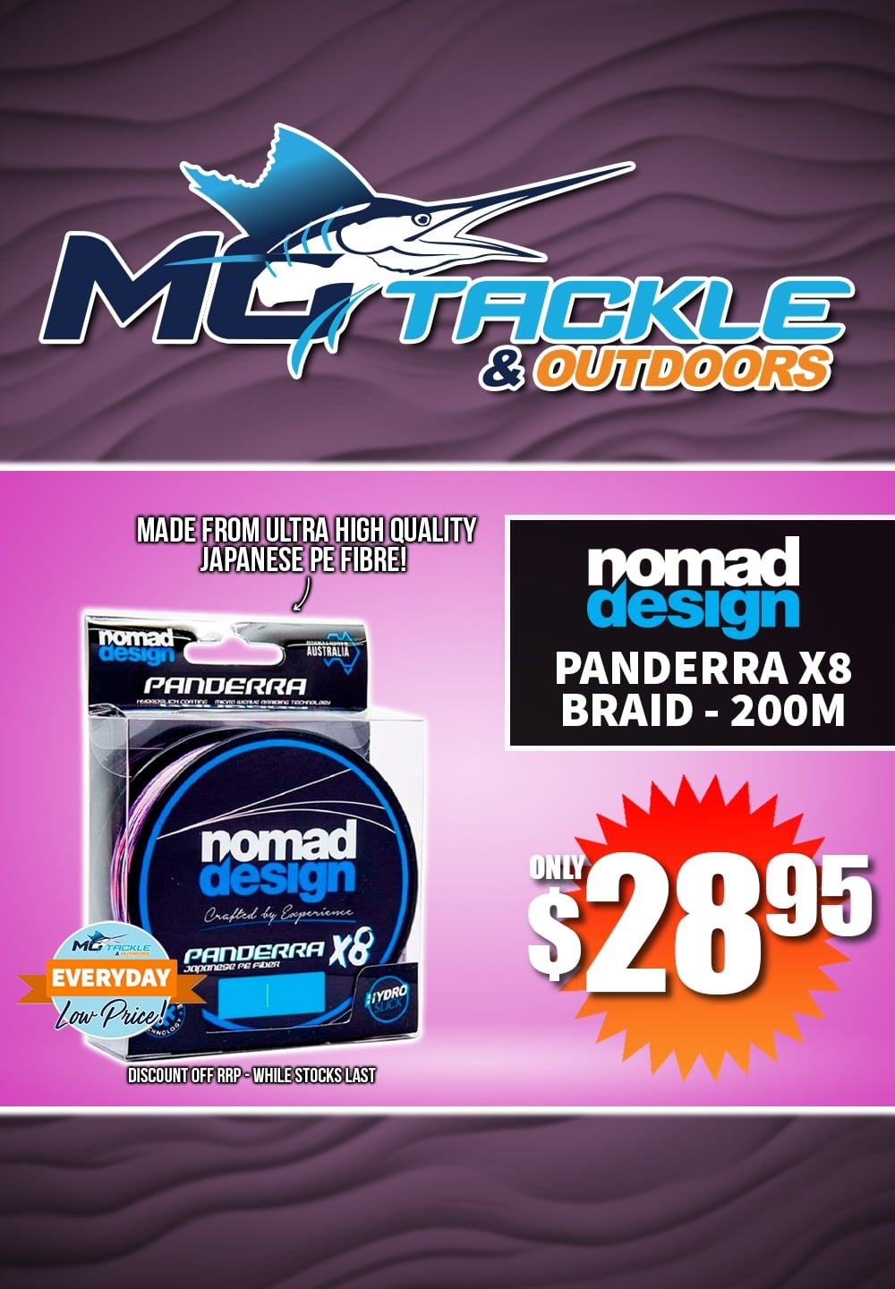 NOMAD PANDERRA X8 BRAID - 200M only $28.95