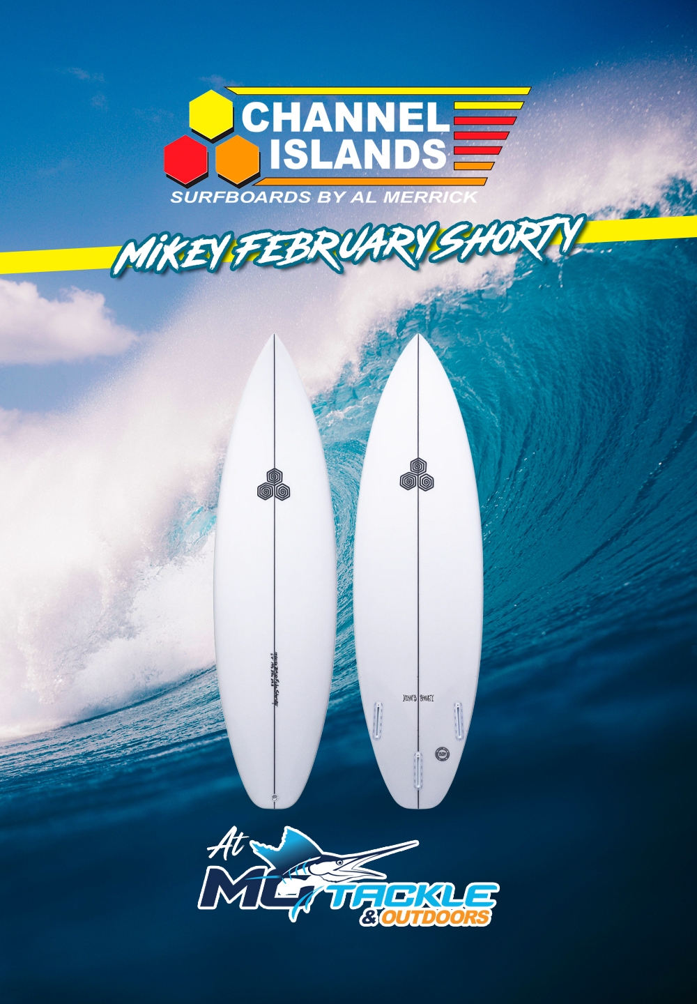 New - Channel Islands Mikey February Shorty Surfboard - Futures Fins