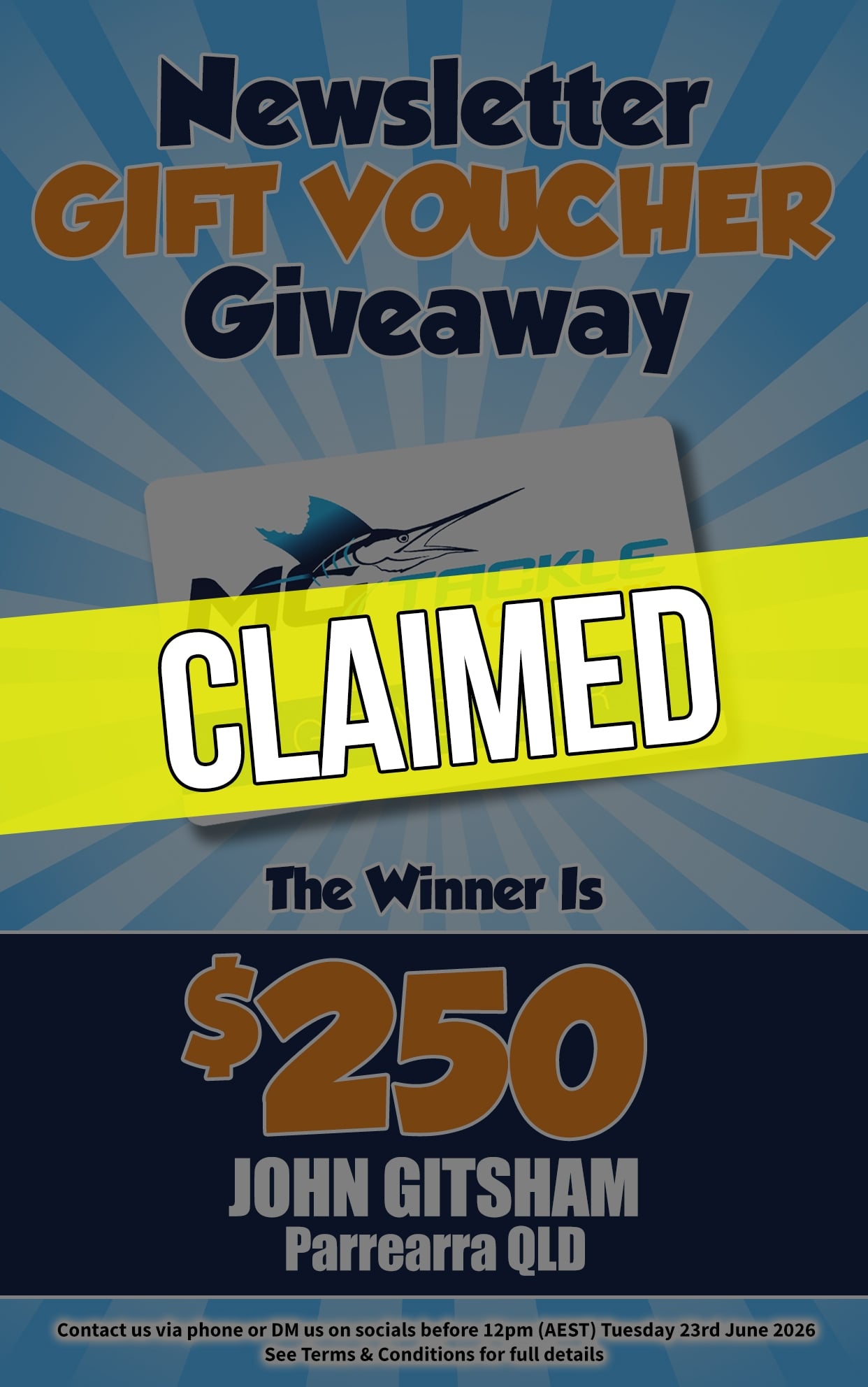 Newsletter Gift Voucher Giveaway Winner