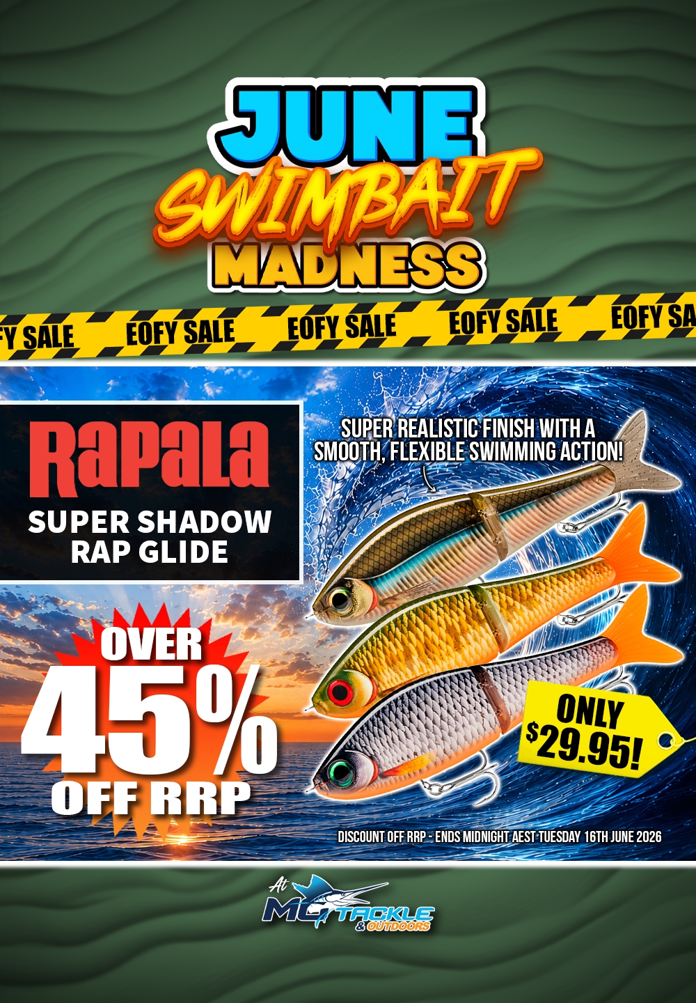 RAPALA SUPER SHADOW RAP GLIDE LURE only $29.95