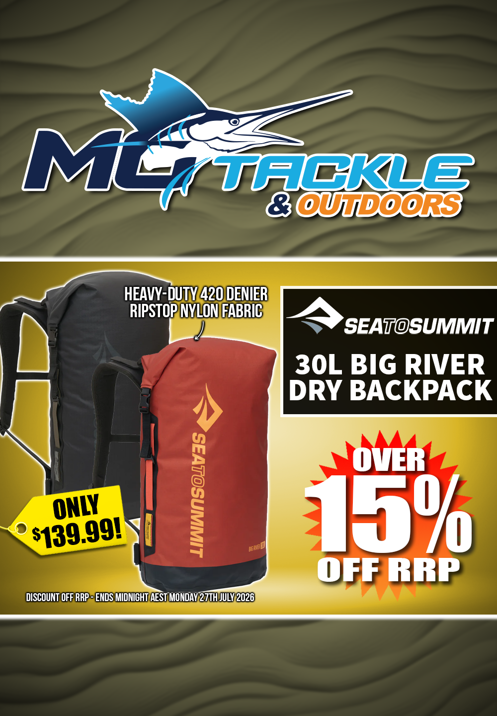 Over 15% off Sea To Summit 30L Big River Dry Backpack