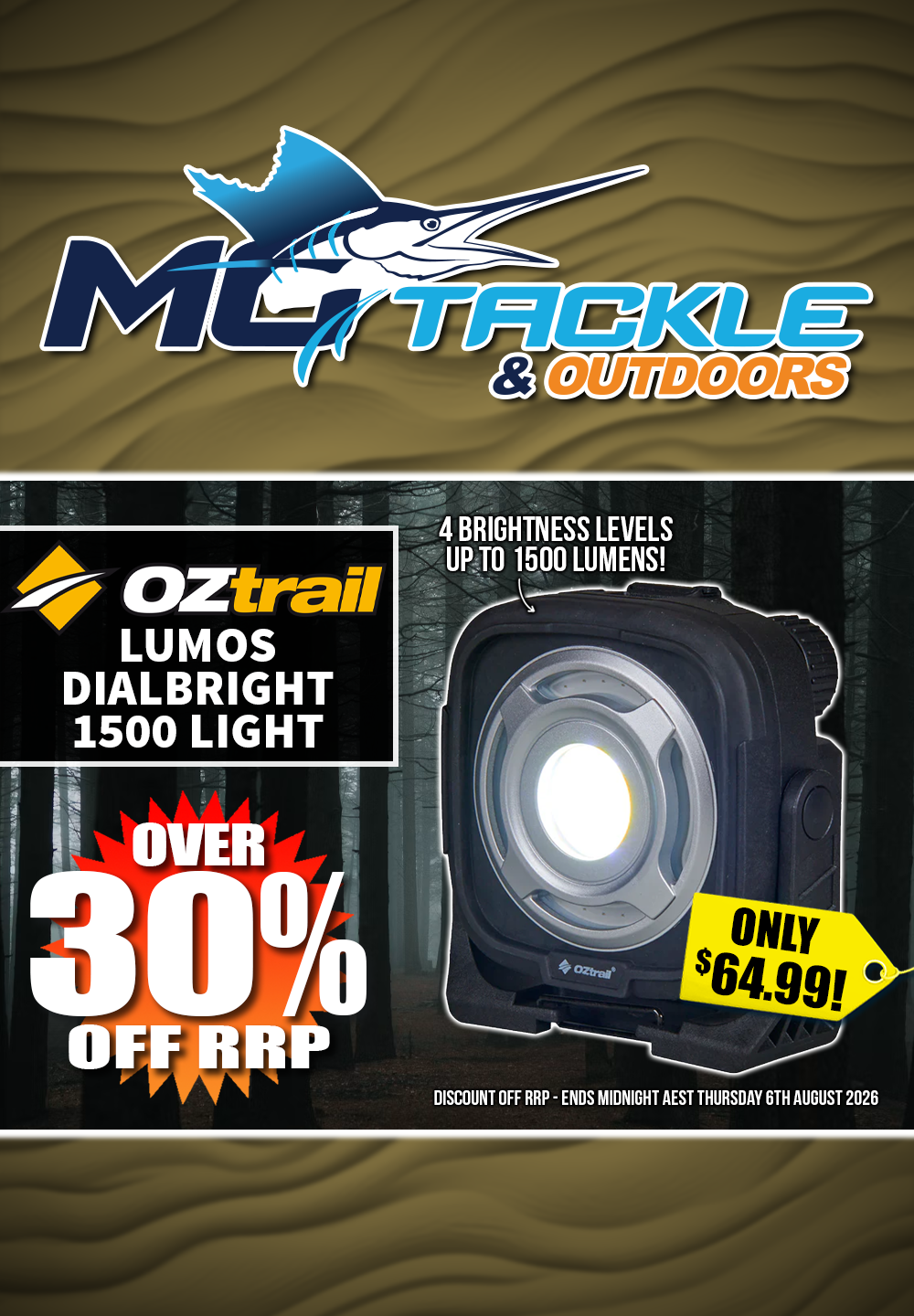 Over 30% off Oztrail Lumos DialBright 1500 Light
