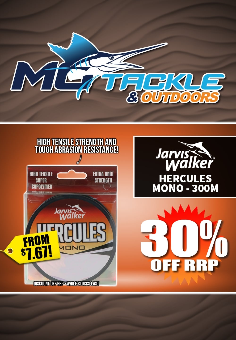 30% off Jarvis Walker Hercules Mono - 300m