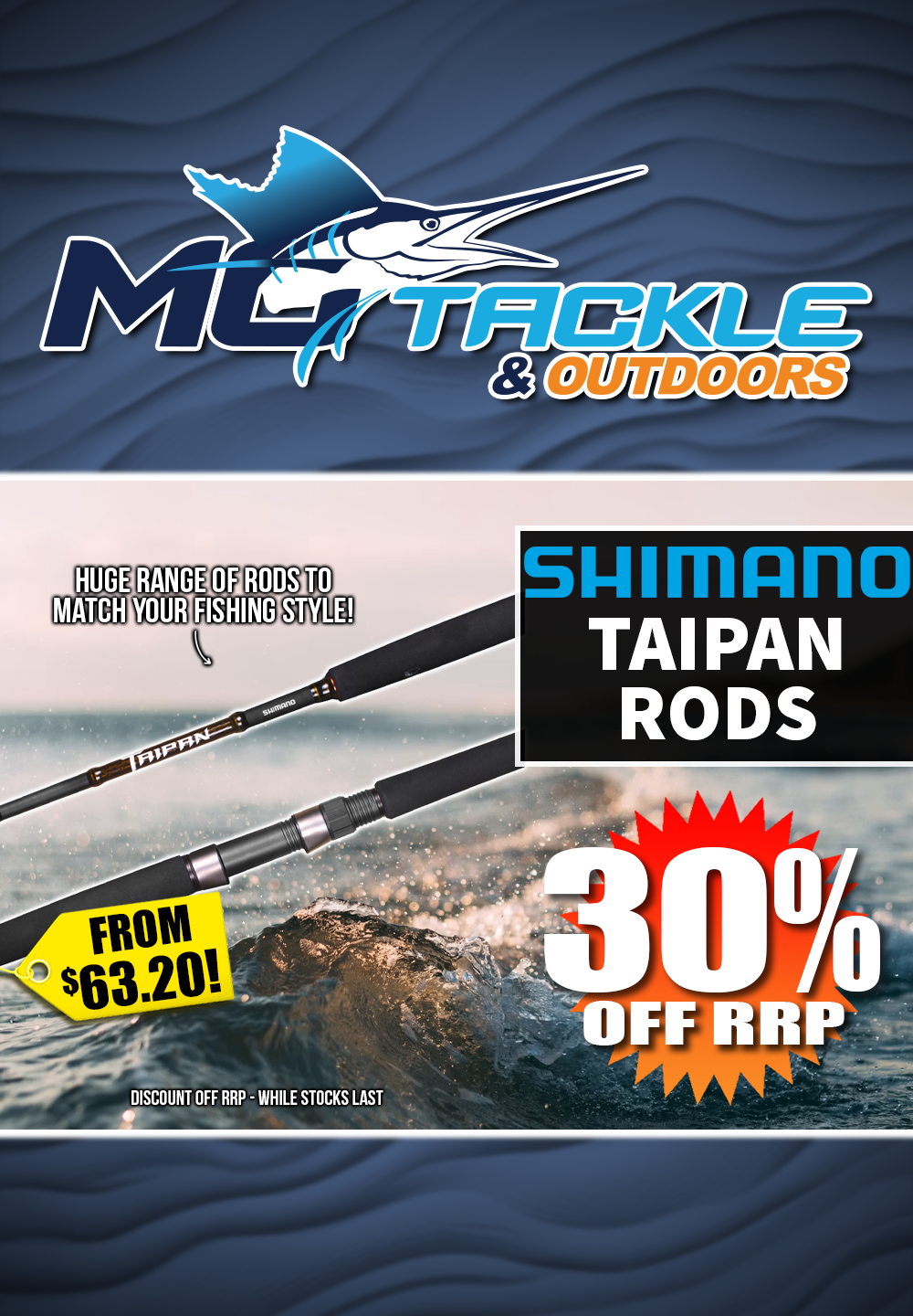 30% off Shimano Taipan Rods