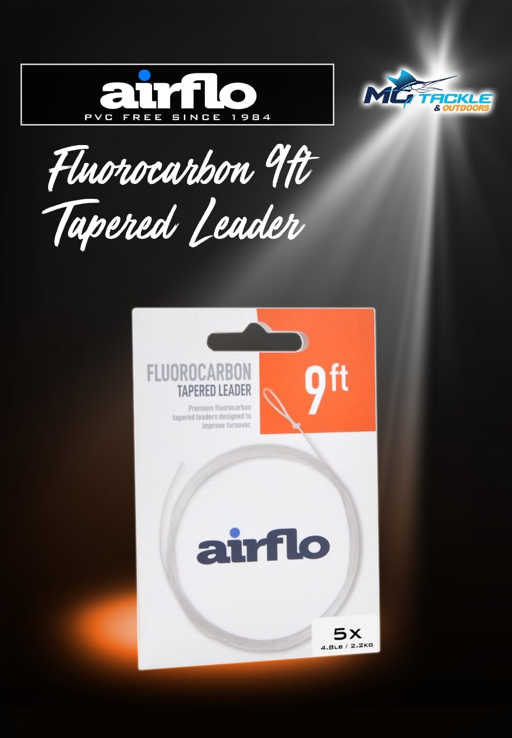 New - Airflo Fluorocarbon 9ft Tapered Leader