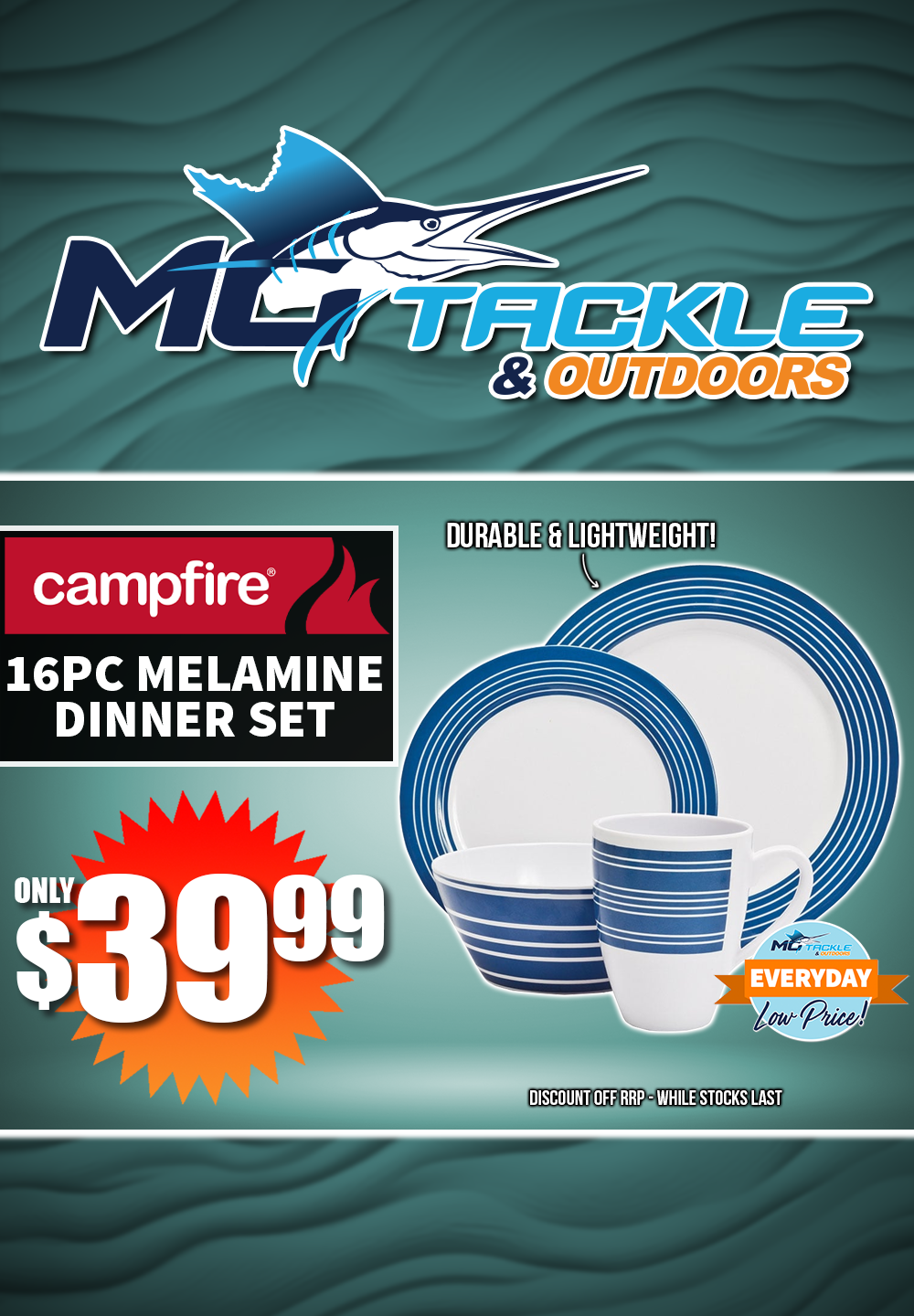 Campfire Melamine Dinner Set 16 Piece only $39.99