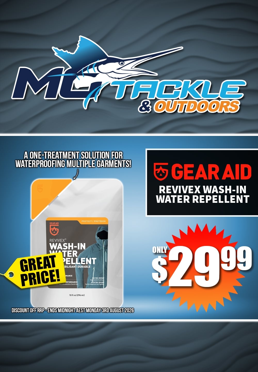 Gear Aid Revivex Wash-In Water Repellent only $29.99